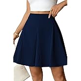 Pink Queen Flared Skirts for Women High Waist A Line Skater Mini Skirt with Shorts Casual Swing Skort