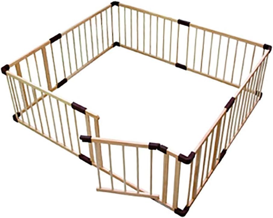 YEHL Playpen Baby Foldable Wooden Frame with Two-way Door, Safety Play Fence for Kids & Pet, Add/Decrease Panels Directly (Size : 110x110cm)
