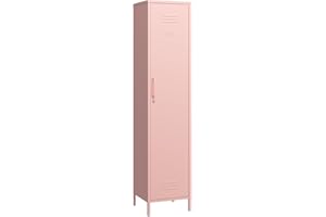 Elitehouse Tall Single Door Metal Locker with Adjustable Shelves, Pink Tall Metal Locker Storage Cabinet，Easy Assembly for Living Room Bedroom （15.8”W x 15”D x 70.9”H ）