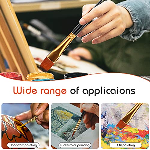 HIBOO Art Paintbrush Set-15 Different Sizes of Professionals PaintBrushes Wood Handles with Oil-Sealing Technique for Watercolor Acrylic Oil , Face and Nails Painting