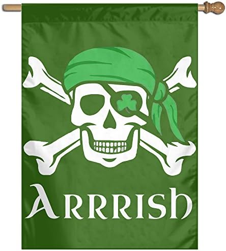 Irish Pirate Skull 100% Polyester Home Flag Garden Flag