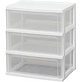 アイリスオーヤマ チェスト ワイド 3段 幅54×奥行40×高さ62.5cm ホワイト/クリア W-543