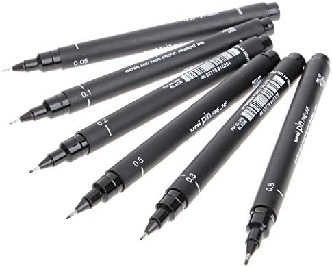Rockruck Pitt Pen Set Ultra Fine Line 005 01 02 03 05 08 Needle Point Painting Pens,6pcs Pitt Artists Pens Black Drawing Pen