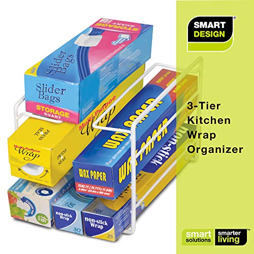 Smart Design 3Tier Kitchen Foil Wrap Holder Organizer Steel Metal