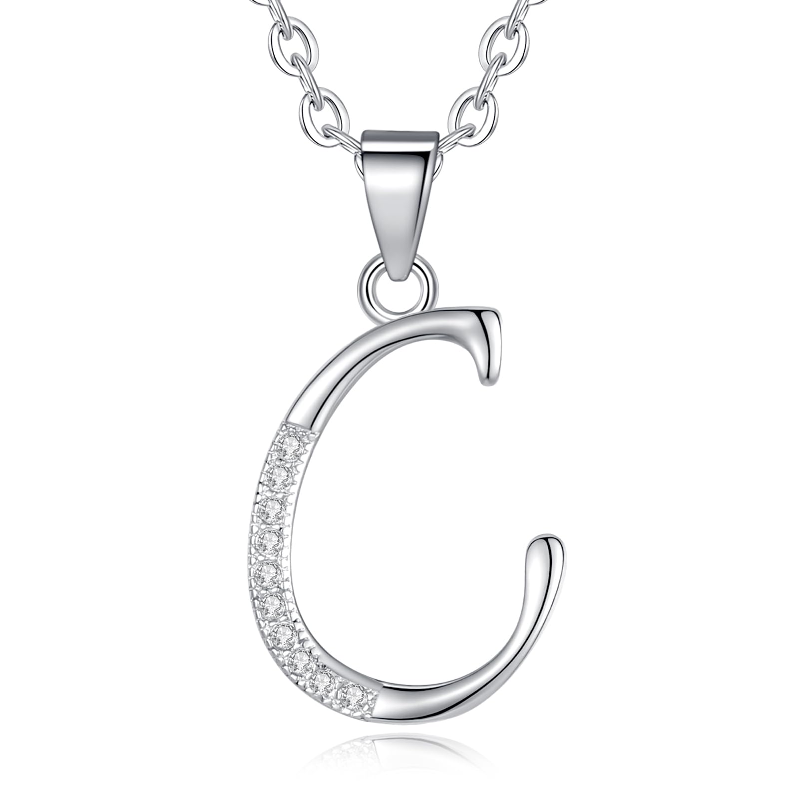 VIKI LYNN Initial Pendant C 925 Sterling Silver Letter Necklace with Cubic Zirconia Personalised Gifts for Women Ladies — image 1