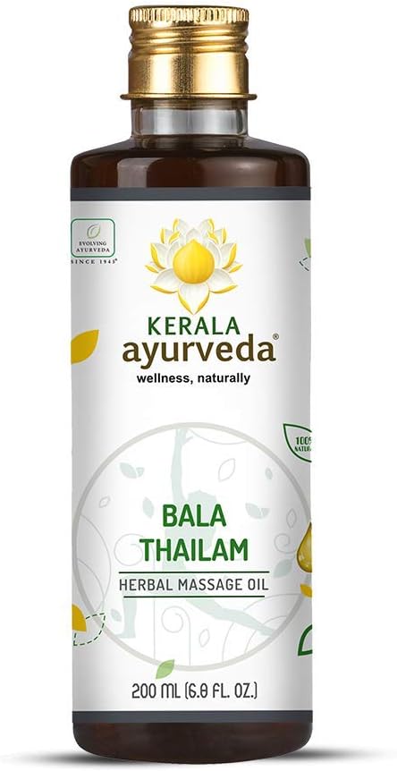 Kerala Ayurveda Bala Thailam - Ayurvedic Daily Massage Rejuvenative Oil for Body - Strengthens & Tones Muscles & Balances Vata, 6.8 Fl Oz: Health & Personal Care