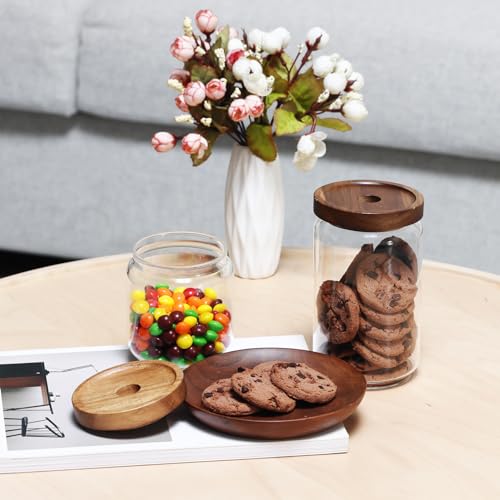 REFSAVER Glass Jar with Lid Coffee Canister with Airtight Bamboo Wooden Lid Glass Storage Containers for Candy,Tea,Coffee,Sugar,Cookie,Spice 17OZ