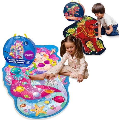 QUOKKA Set of 2 Giant Shaped Puzzles for Kids - Mermaid & Dino