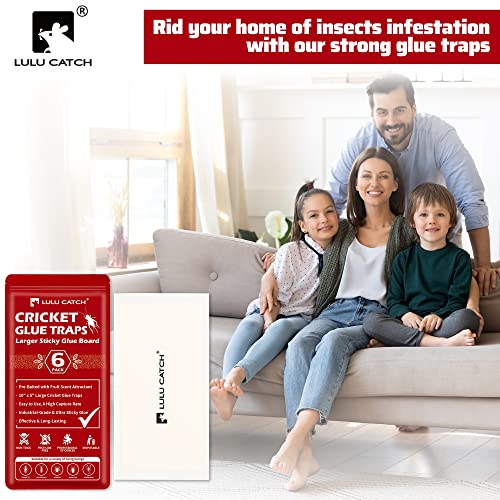LULUCATCH Cricket Insect Glue Traps 6 Pack Bug Traps, Cockroach