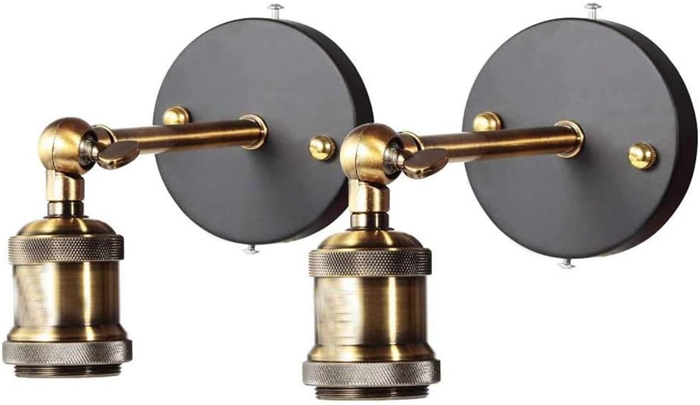 Phansthy Lampade Da Parete Vintage Industriali - Set Di 2, Vetro Opalino, Nero, Per Interni - Foto 8
