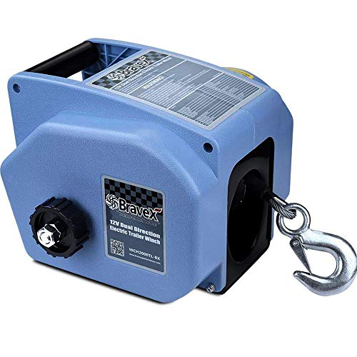 Bravex Trailer Winch 6000LBS, Reversible Portable 12Volt DC Electric