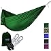 Yes4All Single Lightweight Camping Hammock with Strap & Carry Bag – Nylon Parachute Hammock / Lightweight Portable Hammock for Camping, Hiking (Green)