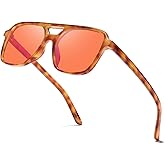 SODQW Gaming Blue Light Blocking Glasses for Men Women Reduce Eyestrain Orange Aviator Eyeglasses for Computer TV