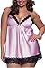 BeautyIn Women's Enchanting Satin Chemise Sexy Lingerie Babydoll with G String