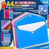 G4GADGET 5 Assorted Color A4 Popper Wallets Clear Plastic Folders view 3