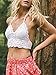 Persun Women White Spaghetti Strap String Lace Crochet Cropped Cami Bralette Top