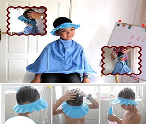 Tenworld Baby Children Kids Safe Shampoo Shower Bathing Protect Soft Cap Hat (Blue)