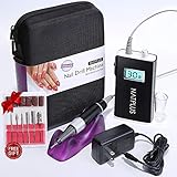 NATPLUS Electric Nail Drill Machine Professional 30000RPM Upgrade with Screen and Tool Bag Portable Wireless E-file Kit 3/32 Rechargeable Nail File Manicure Set for Gel Nail 110-220V