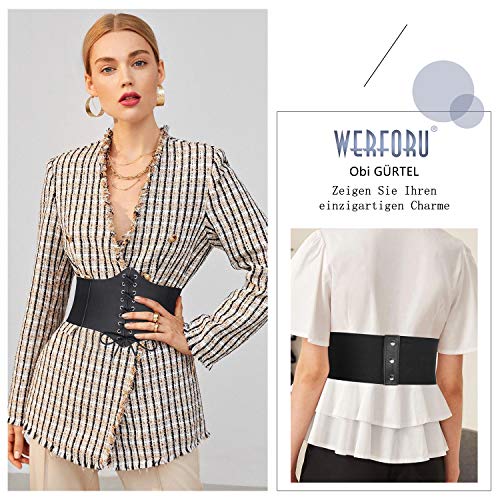 WERFORU Frauen Schwarz Tied Waspie Gürtel, Schnürgürtel, Korsett elastische Taille Gürtel