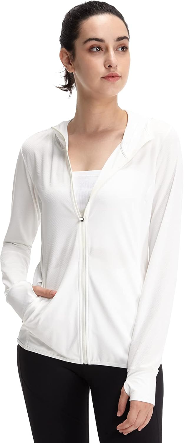 Casei Women Yoga Jacket Ultra -Thin UPF 50+ Sun Protection Hoodie Shirt Long Sleeve Outdoor UV Shirt Running Hiking Jacket: Clothing