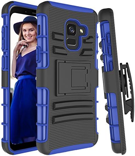 Galaxy A8 Plus(2018) Phone Case,iLovey Hybrid Kickstand Heavy Duty Armor Holster Defender Protective Case Cover with Belt Clip for Samsung Galaxy A8 Plus (2018) - Blue