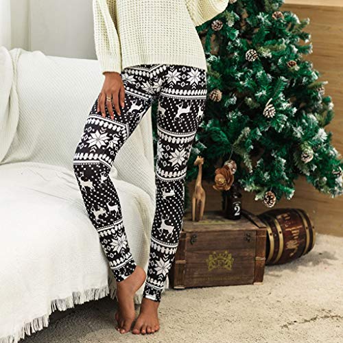 Women's Casual Christmas Print High Waist Sports Fitness Hips Leggings Home Pants Trousers (S-3XL)
