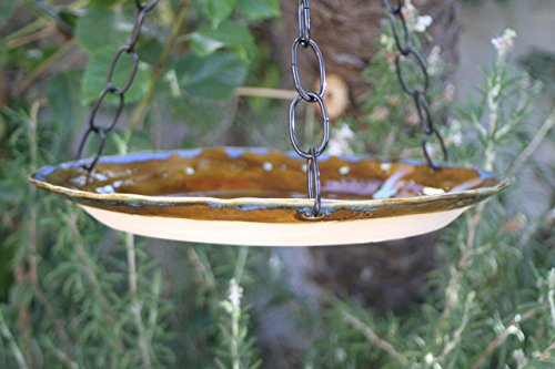 Large Hanging Bird Feeder or Bath, handmade ceramic garden art