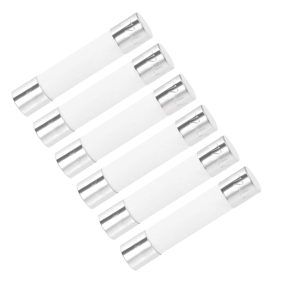 sourcing map Ceramic Cartridge Fuses 12A 250V 6x30mm Ceramic Fuses Fast Blow Replacement for Amplifier Energy Saving Lamp Ballast 6pcs