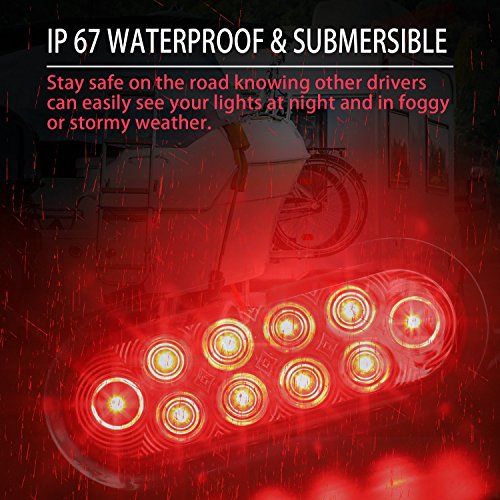 image for Wellmax 6 inch Oval Trailer Tail Lights, 2PC Red Oval Taillights Kit w