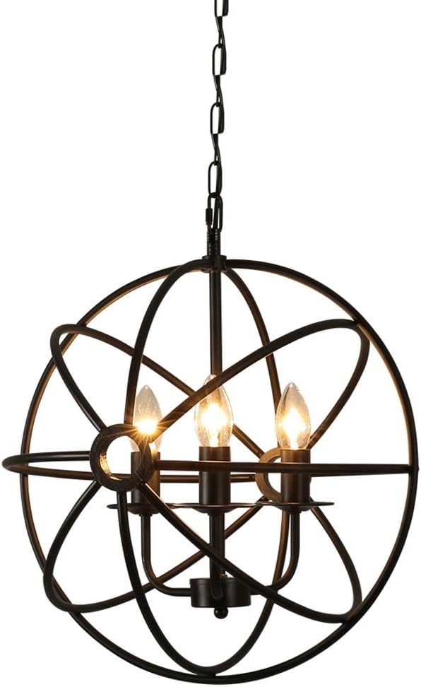 KJZhu Rund Eisen-Leuchter, Industriebeleuchtung Deckenleuchte