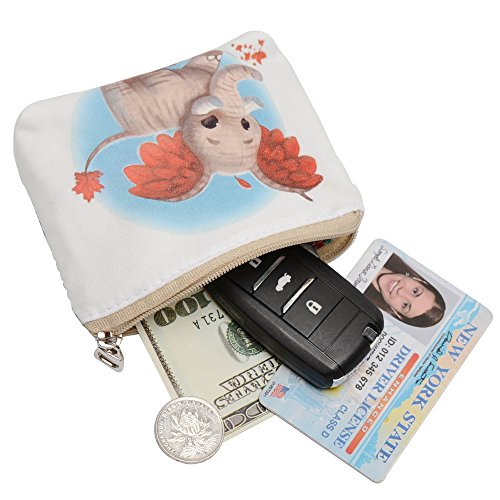 Women and Girls Cute Fashion Coin Purse Wallet Bag Change Pouch Key Holder (Maple Leaf Elephant)
