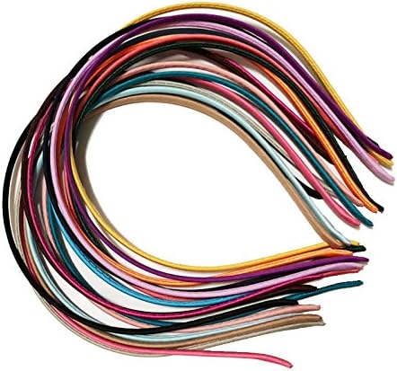 Carykon 20 PCS Girls Women DIY Satin Fabric Covered Ribbon Headbands 5mm Width, Mixed Color, Multicolor, 20 count (Pack of 1) - Image 5