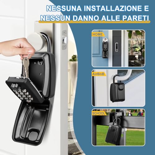 ENONEO Key Safe Large Key Safe Waterproof Key Safe with Code 12 Digit Key Box Combination for Home Factory Outdoor School