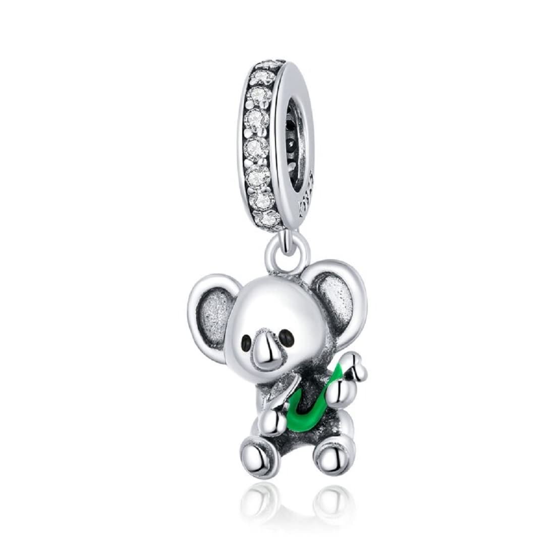 FeatherWish Sterling Silver 925 Charm Koala Bear Animal Travel Family Pendant Dangle Fits And Compatible With Pandora Bracelets Gift Birthday Wife Friend Mum (Dangle)
