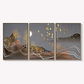 Framed Canvas Wall Art for Living Room, Bedroom Abstract Landscape Dream Place Canvas Prints for Home Decoration Ready to Hanging - 16"x24"x3 Panels