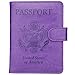 GDTK Leather Passport Holder Cover Case RFID Blocking Travel Wallet (Purple)