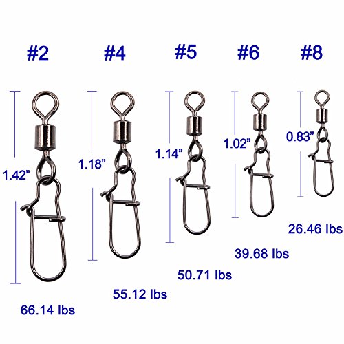 Shaddock Fishing 210 Stück/Box Angelwirbel Schnappverbinder Größe 2 4 5 6 8 Hochfeste Angelwirbel mit schönen… – Bild 4
