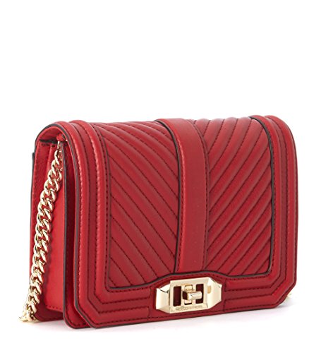 Women's Borsa A Tracolla Chevron Quilted Small Love In Pelle Trapuntata Rossa Red Rebecca Minkoff