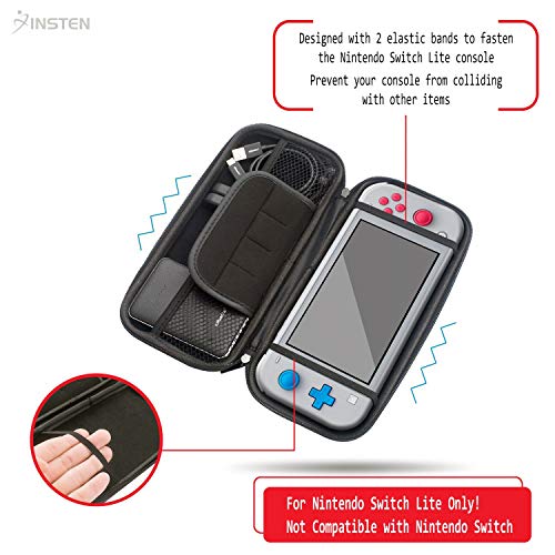 For Nintendo Switch Lite Case, Portable Travel Carrying Case EVA Hard Shell Protective Zip Pouch with Game Card Holder Slots For Switch Lite Edition 2019 New Console & Game Accessories Black by Insten