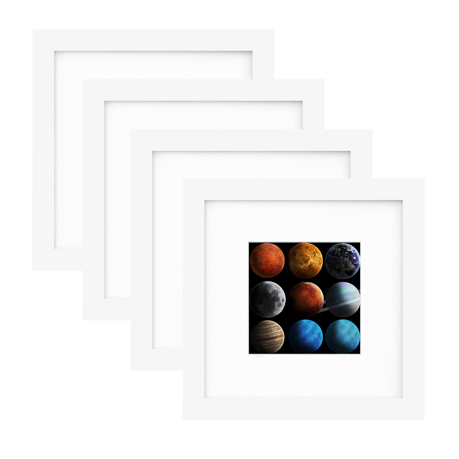EGOFINE 7x7 White Photo Frames Set of 4 - Made of Solid Wood for Table Top and Wall Mounting — image 1
