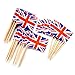 Jovitec 100 Pieces British Flag Toothpicks the Union Jack Flag Cupcake Toppers for Birthday Wedding Baby Shower National Day