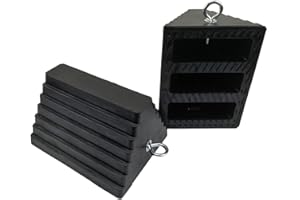 ROBLOCK 2 Pack Wheel Chocks Rubber Heavy Duty Black with Eyebolt, 9" Length x 7.1" Width x 5.5" Height, for Cars, RVs, Trucks, Trailers, and Vehicles, Anti-Slip Design Tire Chock for All Weather Use