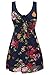wantdo Women's Plus Size Swimdress Flower Printed Swimwear Cover Up Swimsuits Navy Red US 18-20