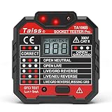 Socket Receptacle Tester GFCI Outlet Tester 48-250V Automatic Electric Power Circuit Polarity Voltage Detector Wall Plug Breaker Finder Leakage Test With LED voltage display TA106B
