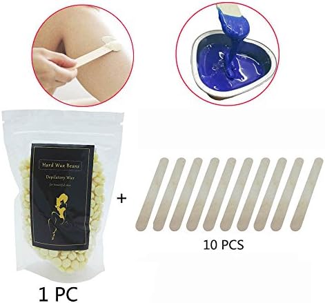 Hair Removal Hard Wax Bean Kit Painless Waxing Ideal for Removal of Bikini and Body Hair Waxing Kit Melt Hard Wax Beans 100g and Wax Applicator Sticks(yellow)