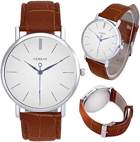 Clearance Watch Daoroka Women’s Men Simple Casual Leather Waterproof Analog Quartz Dress Wrist Watch Hot Sale (coffee)
