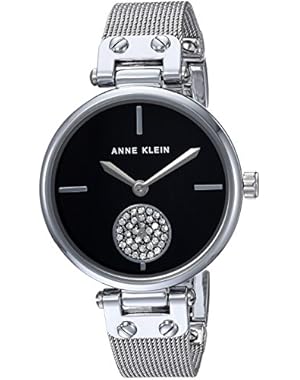 Women's Quartz Metal and Stainless Steel Dress Watch, Color:Silver-Toned (Model: AK/3001BKSV)