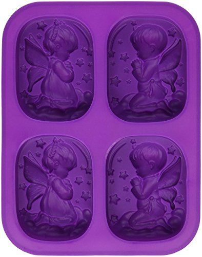Sharlity Boy Girl Angel Rectangular Soap Mold Silicone Candle for Homemade Craft