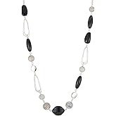 Noessla Layered Long Necklaces for Women Crystal Beaded Statement Necklace Sweater Silver Chain with Gifts Box Jewelry