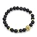 Cool Men's 8MM Black Lava Stone Gold Lion Beaded Charm Bracelet Gift Cheapest